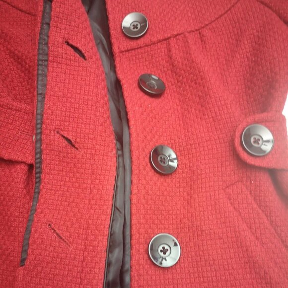 RW&CO. Ladies Size XS Red Lined Button Front Removable Hood Jacket - Picture 6 of 11
